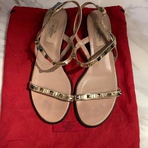 Valentino rock stud gold sandals size 38.5
